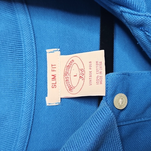 Brooks Brothers 346 Blue Polo 100% Cotton Slim Fit Large - Picture 3 of 3